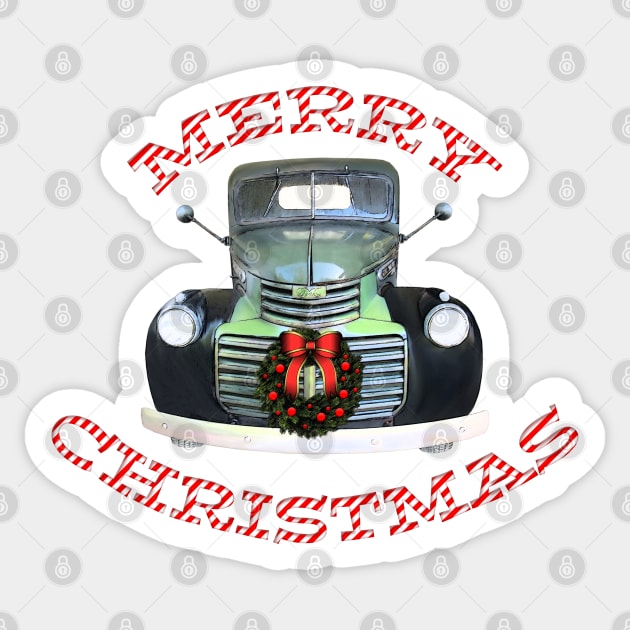 Vintage GMC Pickup Truck Christmas Design Sticker by Roly Poly Roundabout